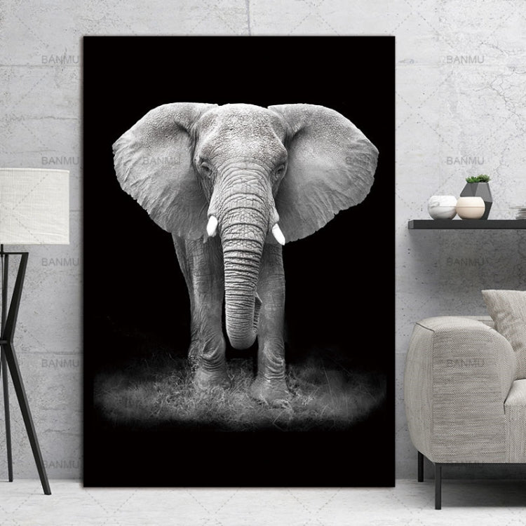 Simple Black and White Animal Decoration Painting Study Living Room Sofa Background Wall Painting Without Frame, 21X30cm
