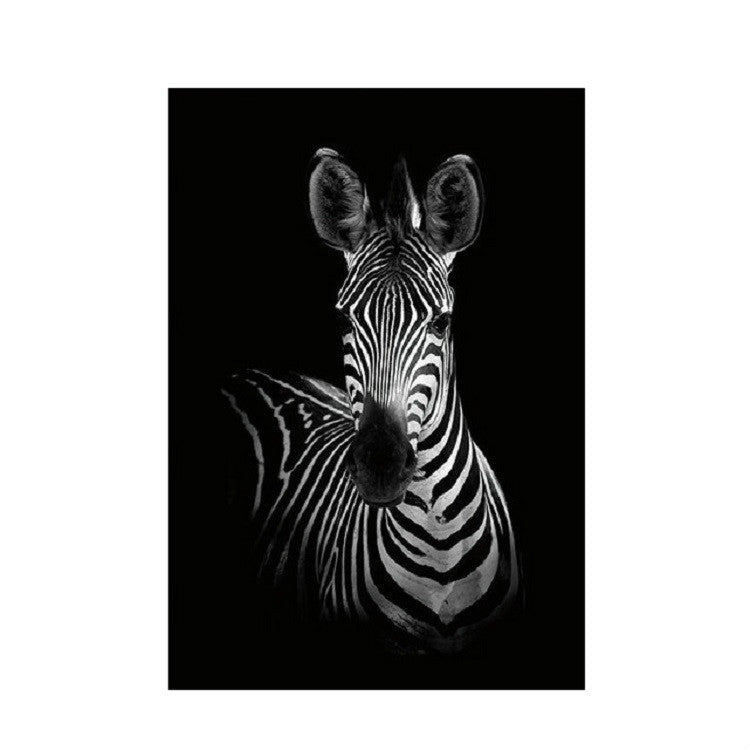 Simple Black and White Animal Decoration Painting Study Living Room Sofa Background Wall Painting Without Frame, 21X30cm