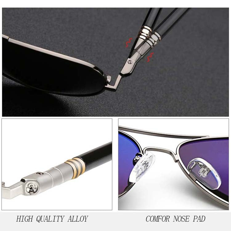 Men Oversized Aviation Metal Frame Spring Temple Polarized Sunglasses Male  Pilot Male Driving Sun Glasses, Black Frame, Gun Grey Frame, Coffee Frame, Silver Frame