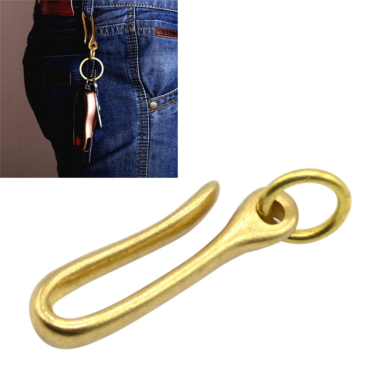 Retro Solid Brass Key Chain Key Ring Belt U Hook Wallet Chain Fish Hook, 6cm with Copper Rin, 6cm without Copper Rin