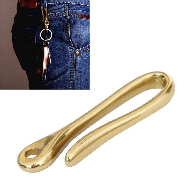 Retro Solid Brass Key Chain Key Ring Belt U Hook Wallet Chain Fish Hook, 6cm with Copper Rin, 6cm without Copper Rin