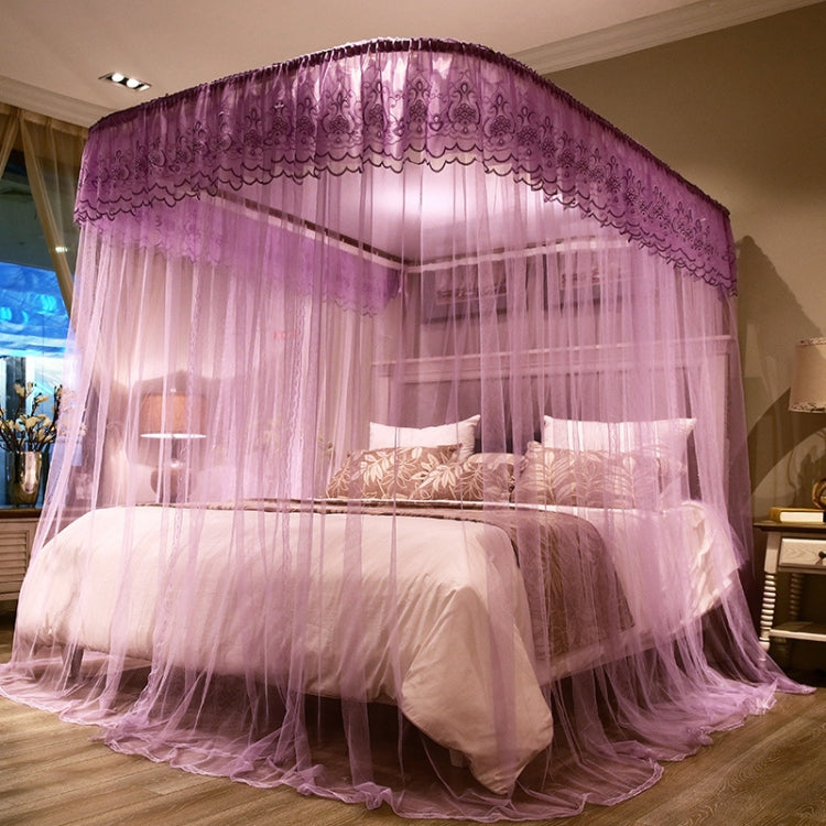 U-shaped Guide Rail Retractable Three-door Mosquito Net, 120x200 cm, 150x200 cm, 180x200 cm, 180x220 cm