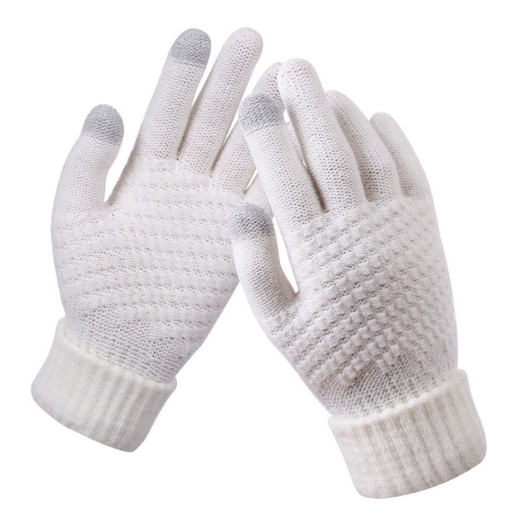 Winter Touch Screen Gloves Women Men Warm Stretch Knit Mittens Imitation Wool Thicken Full Finger Gloves, White, Grey, Black, Yellow, Navy Blue, Kids White, Kids Black, A-Navy Blue, A-Black, A-White, A-Grey, B-Grey, B-Blue, C-Yellow, C-Blue, C-Purple  ...