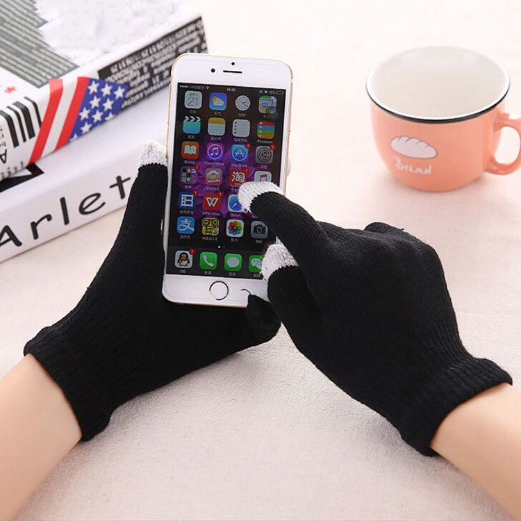 Winter Touch Screen Gloves Women Men Warm Stretch Knit Mittens Imitation Wool Thicken Full Finger Gloves, White, Grey, Black, Yellow, Navy Blue, Kids White, Kids Black, A-Navy Blue, A-Black, A-White, A-Grey, B-Grey, B-Blue, C-Yellow, C-Blue, C-Purple  ...
