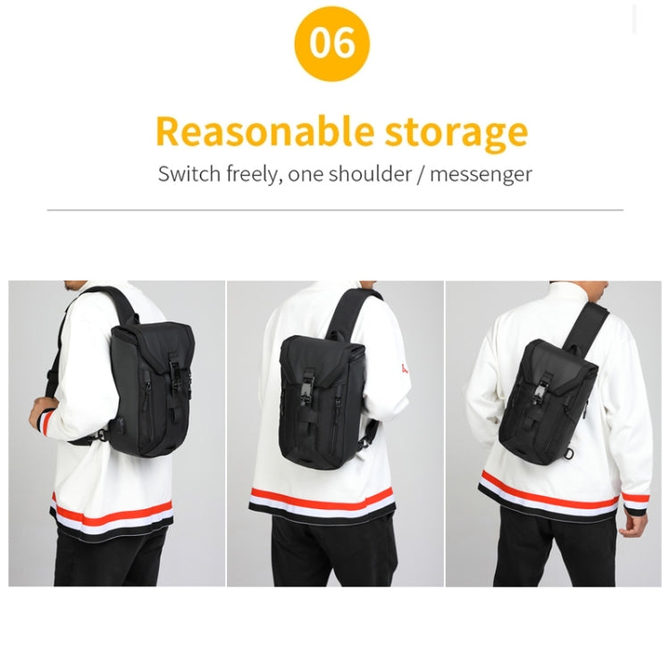Ozuko 9334 Men Outdoor Multifunctional Waterproof Messenger Bag with External USB Charging Port, Black, Dark Gray, Orange, Royal Blue, Sky Blue