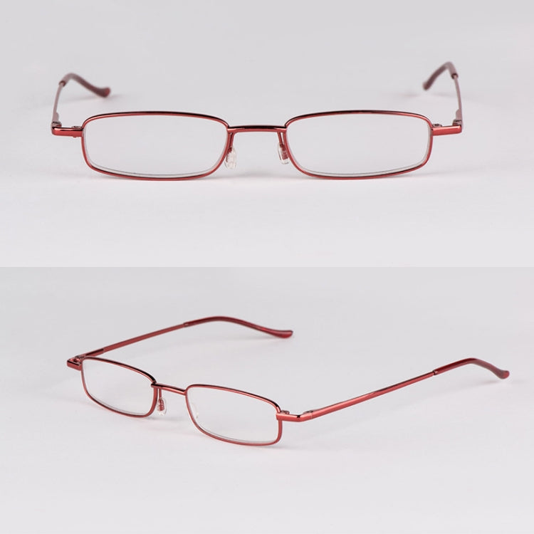 Reading Glasses Metal Spring Foot Portable Presbyopic Glasses with Tube Case, +1.00D, +1.50D, +2.00D