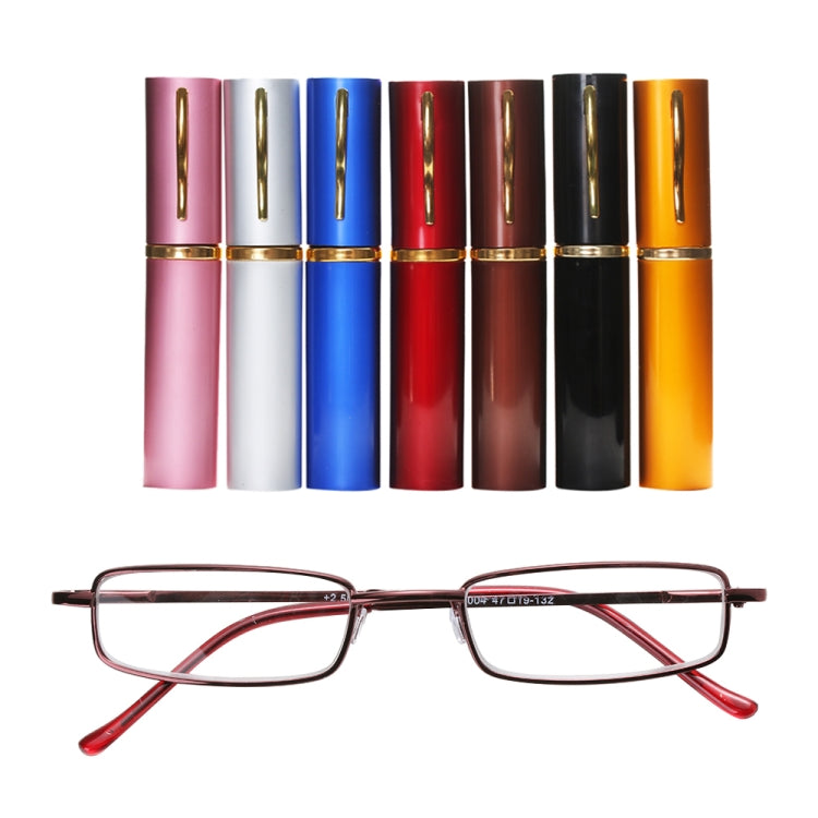 Reading Glasses Metal Spring Foot Portable Presbyopic Glasses with Tube Case, +4.00D