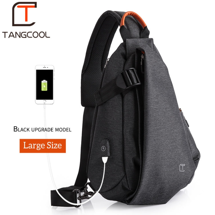 Multifunction Fashion Men Crossbody Bags Chest Pack  Messengers Bag Waterproof Shoulder Bag with USB Charging Port, Black-L