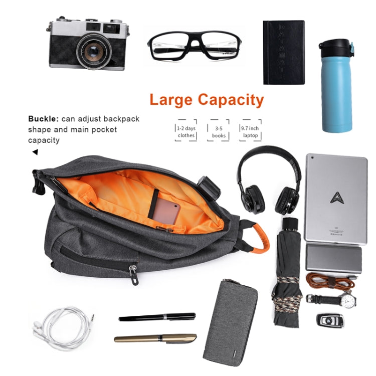 Multifunction Fashion Men Crossbody Bags Chest Pack  Messengers Bag Waterproof Shoulder Bag with USB Charging Port, Black-L