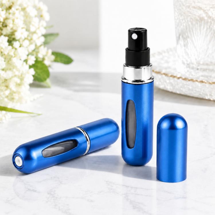 Portable Mini Aluminum Refillable Perfume Bottle Spray Empty Cosmetic Containers Atomizer, Capacity:5ml, Metal