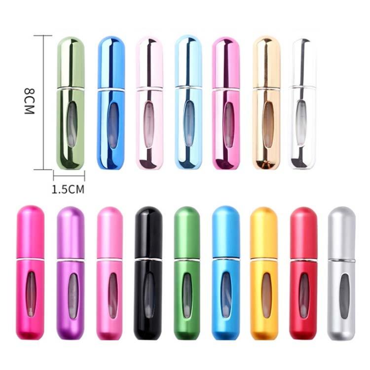 Portable Mini Aluminum Refillable Perfume Bottle Spray Empty Cosmetic Containers Atomizer, Capacity:5ml, Metal