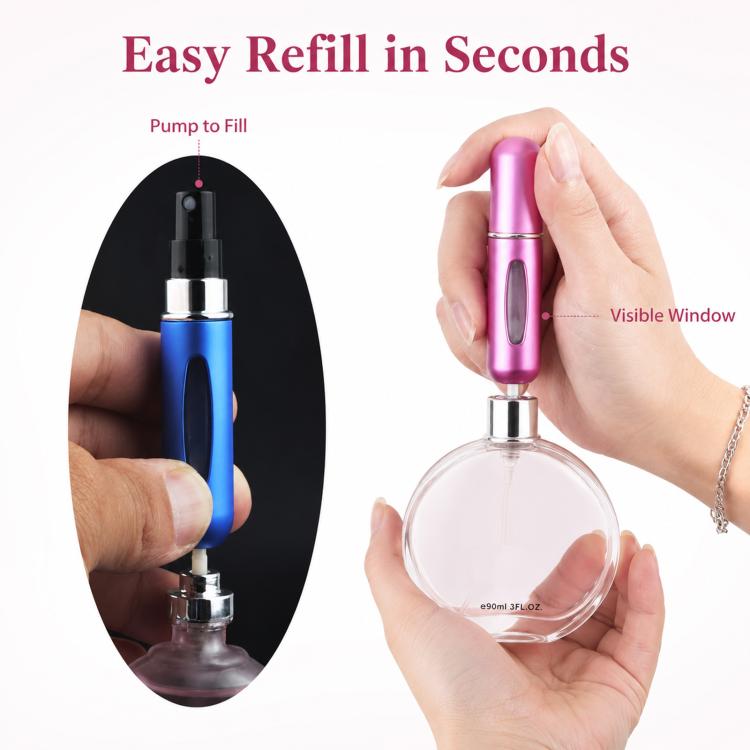 Portable Mini Aluminum Refillable Perfume Bottle Spray Empty Cosmetic Containers Atomizer, Capacity:5ml, Metal