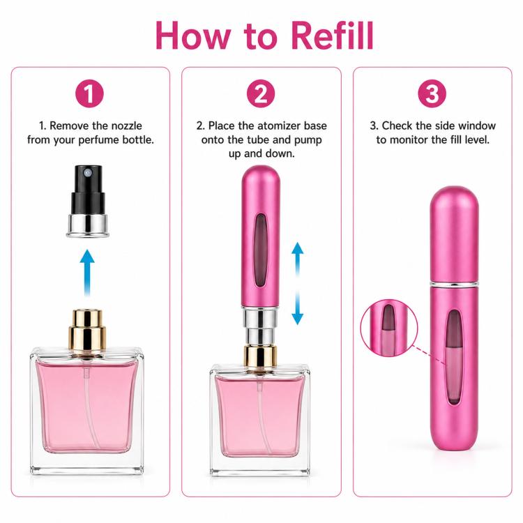 Portable Mini Aluminum Refillable Perfume Bottle Spray Empty Cosmetic Containers Atomizer, Capacity:5ml, Metal