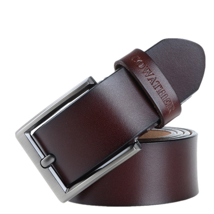 COWATHER XF002 Men Genuine Leather Luxury Business Casual Pin Buckle Belt, 150cm