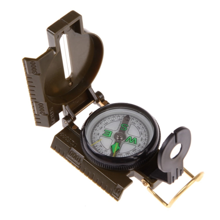 Portable Folding Army Green Lens Compass Multifunction Mini Camping Climbing Outdoor Tool, Army Green