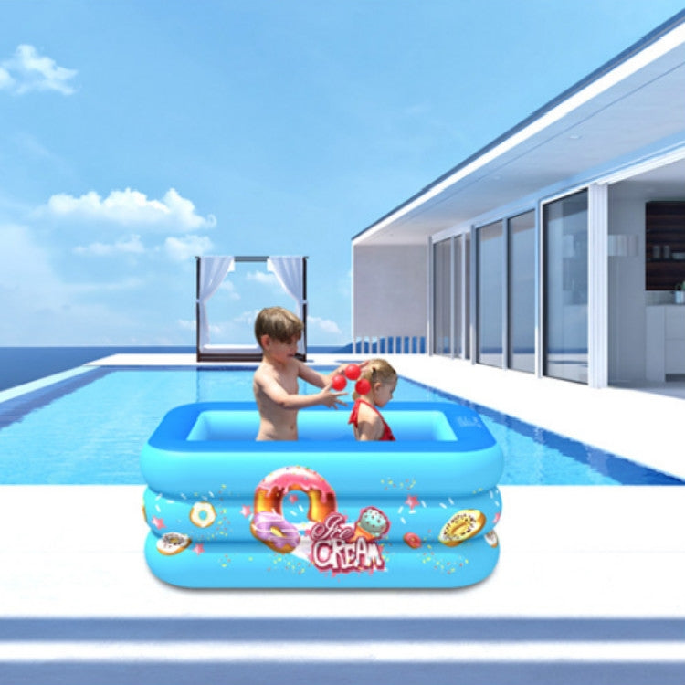 Household Indoor and Outdoor Ice Cream Pattern Children Square Inflatable Swimming Pool, 150 x 110 x 50cm Pink, 180 x 130 x 55cm Pink, 210 x 135 x 55cm Pink