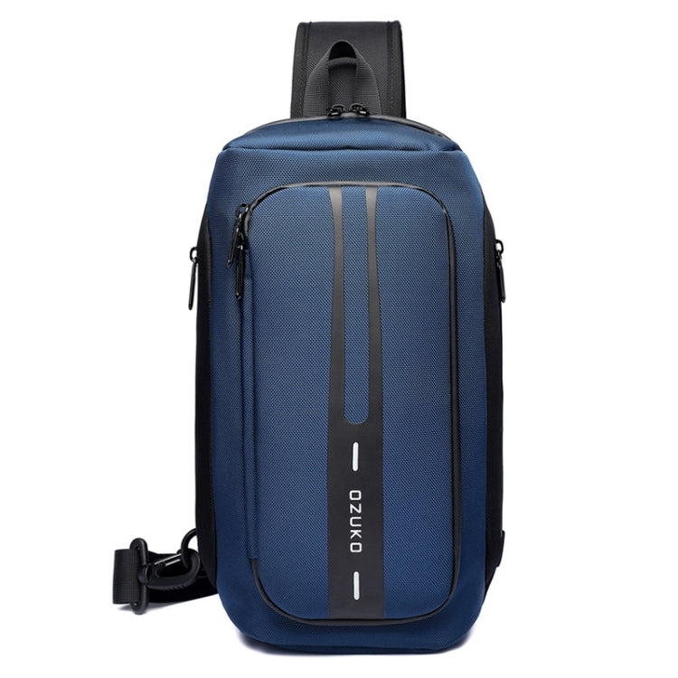 Ozuko 9315 Outdoor Waterproof Men Business Chest Bag Anti-theft Shoulder Messenger Bag with External USB Charging Port, Dark Blue, Black, Dark Gray