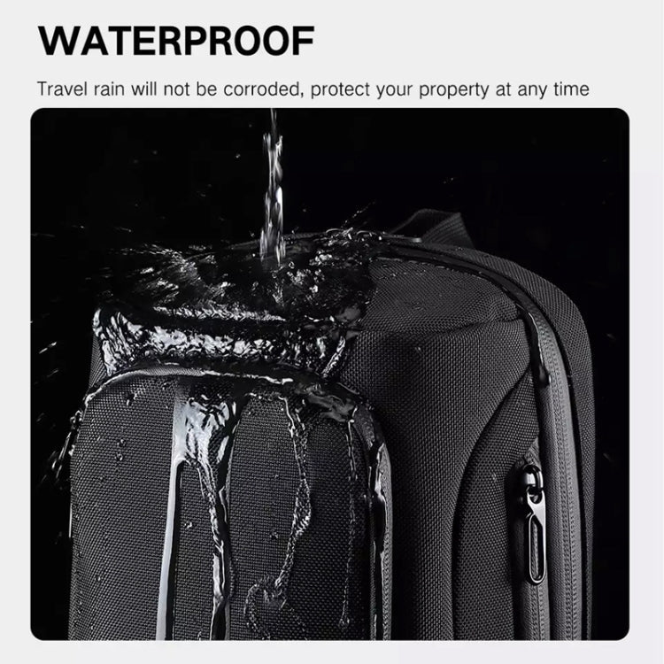 Ozuko 9315 Outdoor Waterproof Men Business Chest Bag Anti-theft Shoulder Messenger Bag with External USB Charging Port, Dark Blue, Black, Dark Gray