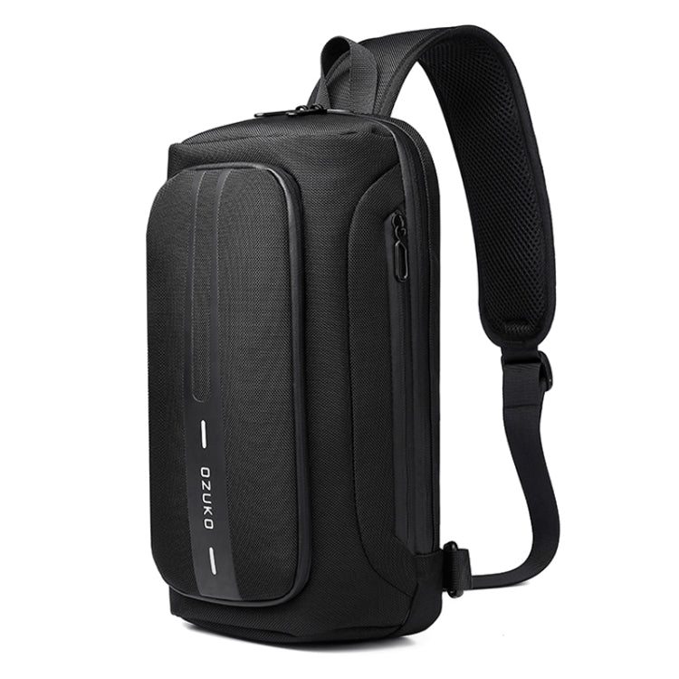 Ozuko 9315 Outdoor Waterproof Men Business Chest Bag Anti-theft Shoulder Messenger Bag with External USB Charging Port, Dark Blue, Black, Dark Gray
