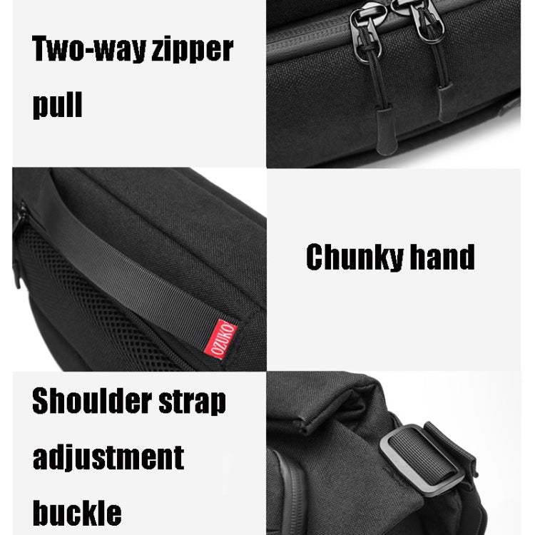 Ozuko 9349 Multifunctional Waterproof Men Messenger Bag with External USB Charging Port, Dark Blue, Black, Dark Gray