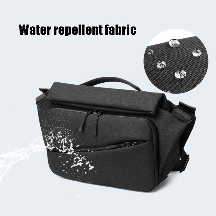 Ozuko 9349 Multifunctional Waterproof Men Messenger Bag with External USB Charging Port, Dark Blue, Black, Dark Gray