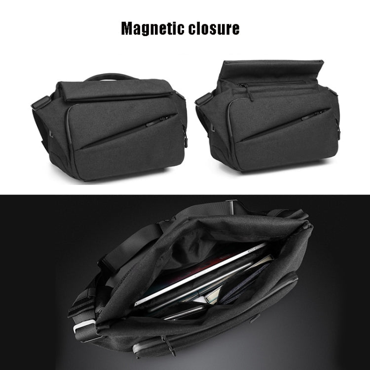 Ozuko 9349 Multifunctional Waterproof Men Messenger Bag with External USB Charging Port, Dark Blue, Black, Dark Gray