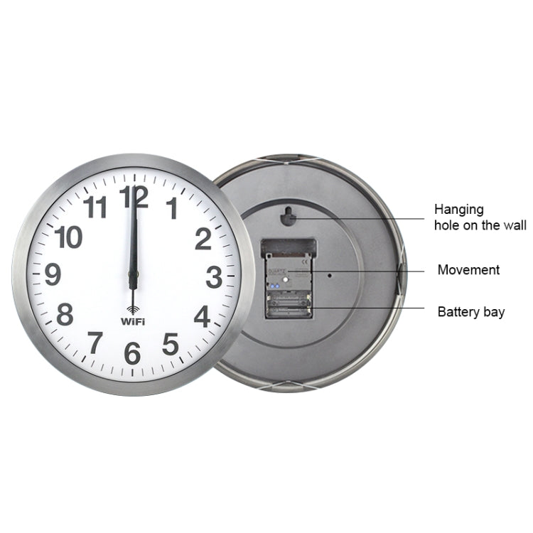 Smart Network Automatic Time Synchronization Wifi Wall Clock Modern Minimalist Silent Living Room Clock, 12 inch, 14 inch, 16 inch