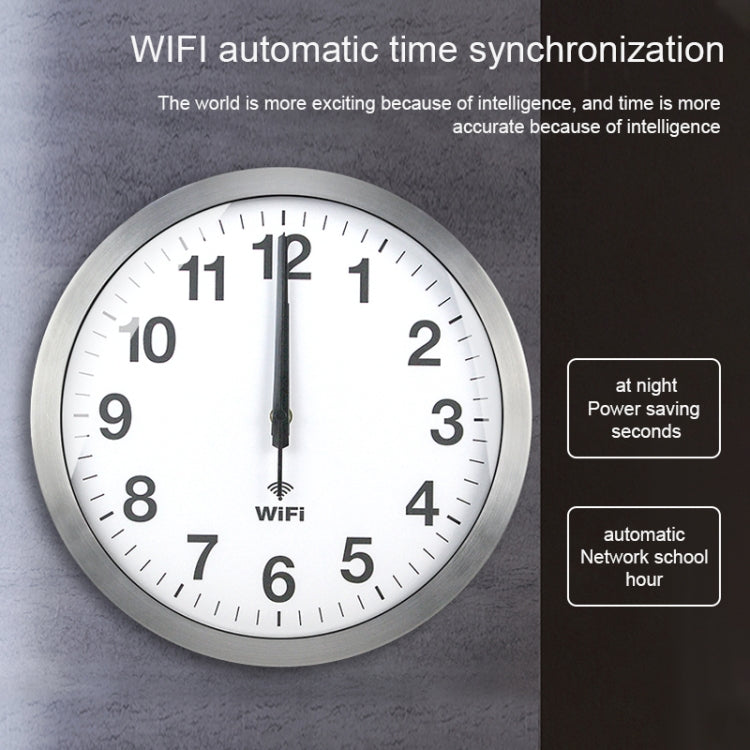 Smart Network Automatic Time Synchronization Wifi Wall Clock Modern Minimalist Silent Living Room Clock, 12 inch, 14 inch, 16 inch