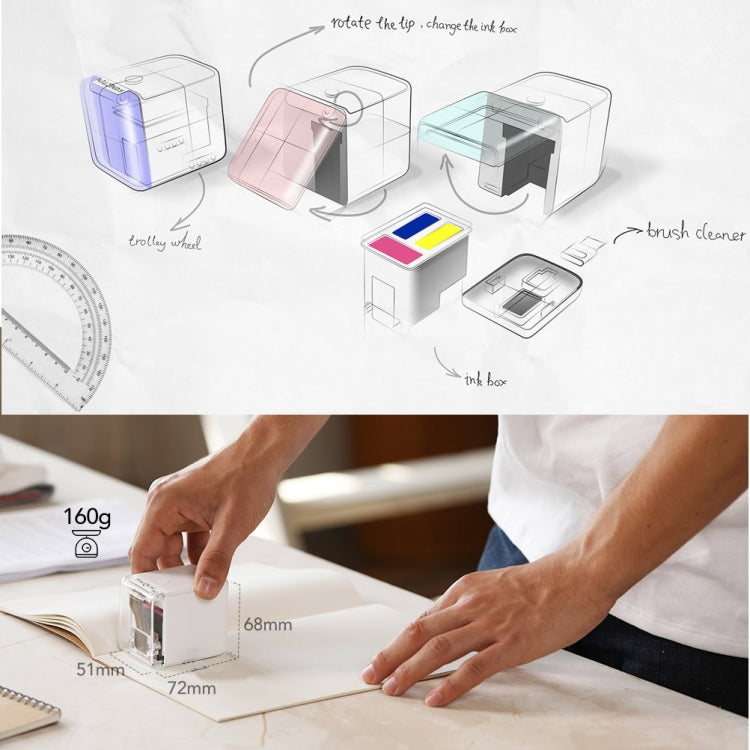 Mbrush Handheld Printer Custom Content Portable Full Color Inkjet Printer with Ink Cartridges, Mbrush