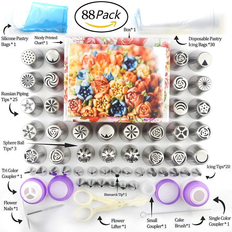 88 in 1  Decorating Mouth Set Cake Baking Jewelry Set, 88 PCS/Set
