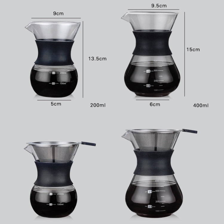 High Temperature Resistant Coffee Maker, 200ml With Strainer, 400ml With Strainer, 200ml Without Strainer, 400ml Without Strainer