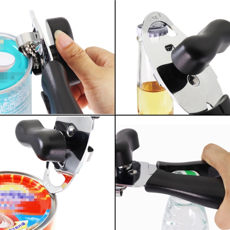 4 in 1 Multifunctional Can Opener Kitchen Household Lid Opener Canning Knife, Black, Green