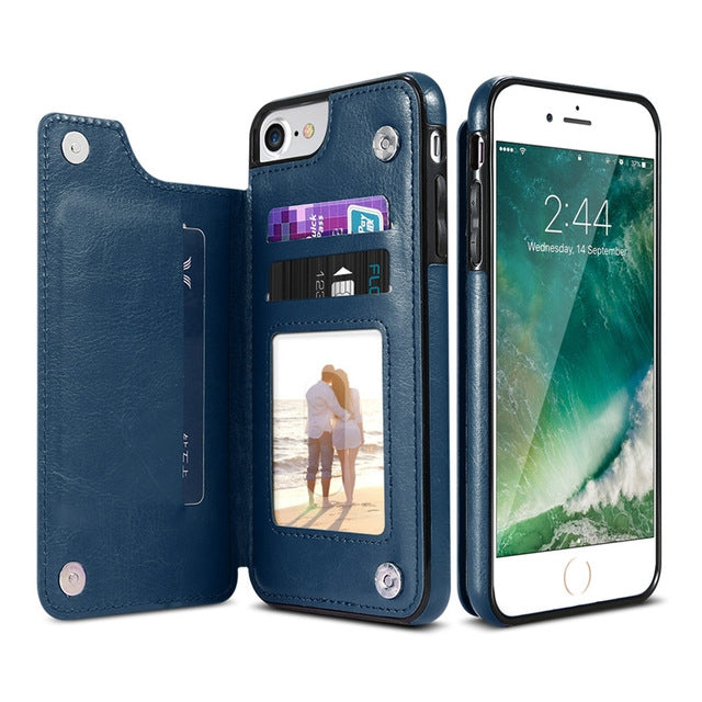 For iPhone XR Retro PU Leather Case Multi Card Holders Phone Case, For iPhone XR