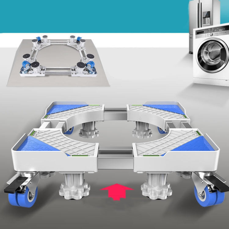 Adjustable Stainless Steel Refrigerator Bracket Washing Machine Base Bracket, Single Tube 4 Legs, Single Tube 4 Wheels, Double Tubes 4 Wheels + 4 Legs, Double Tubes 4 Wheels + 8 Legs, Double Tubes 8 Wheels + 4 Legs, Double Tube 12 Feet