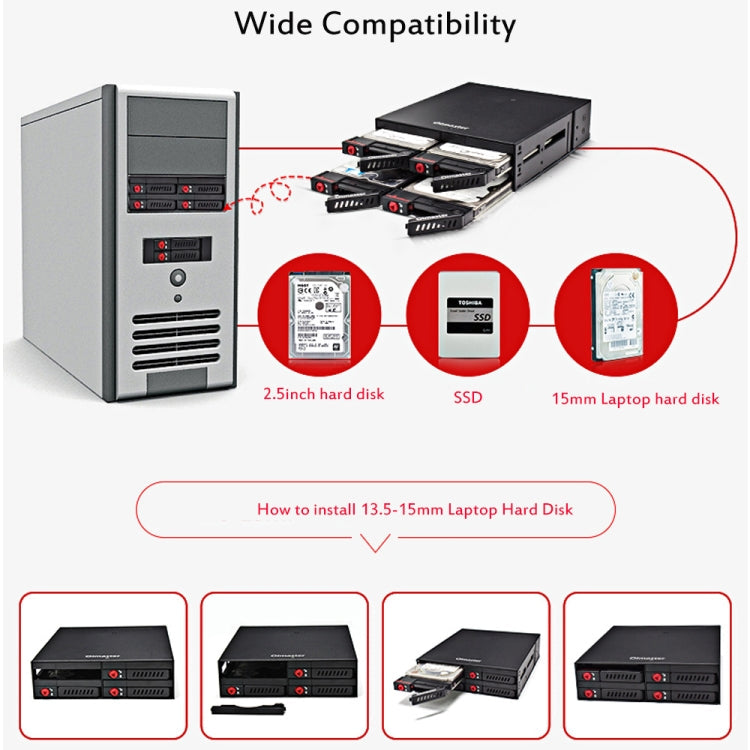 OImaster MR-6401 Four-Bay Chassis Built-In Optical Drive Hard Disk Box, MR-6401