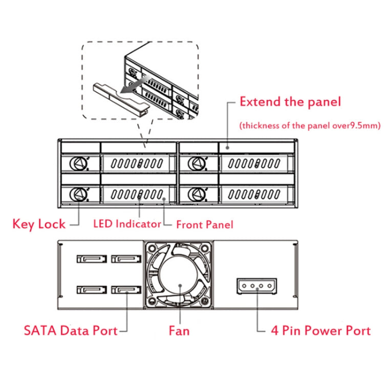 OImaster MR-6401 Four-Bay Chassis Built-In Optical Drive Hard Disk Box, MR-6401
