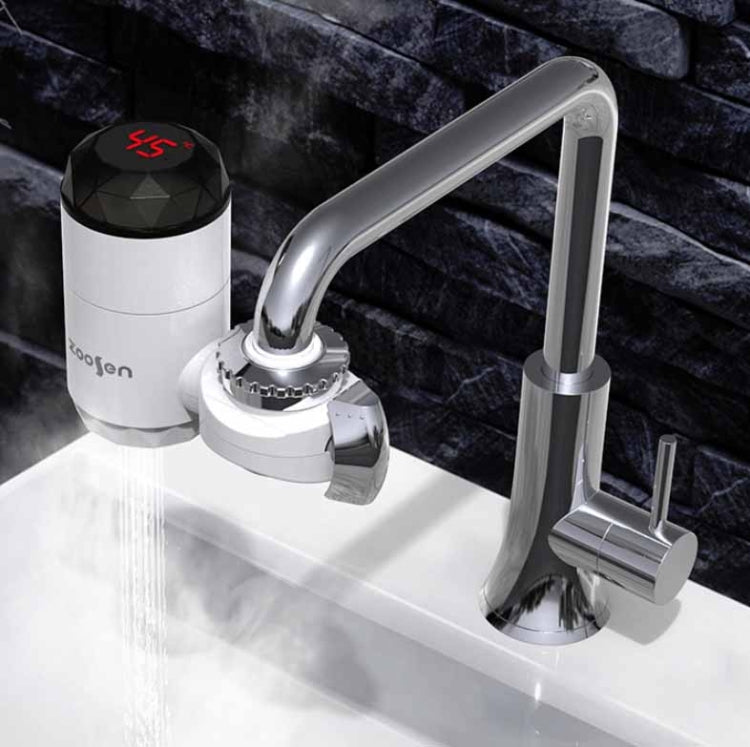 Zoosen Electric Hot Water Faucet Connection Type Instant Hot Water Faucet CN Plug, Style:White + Leak Protection, White, With shower Head Connector, White + Leak Protection