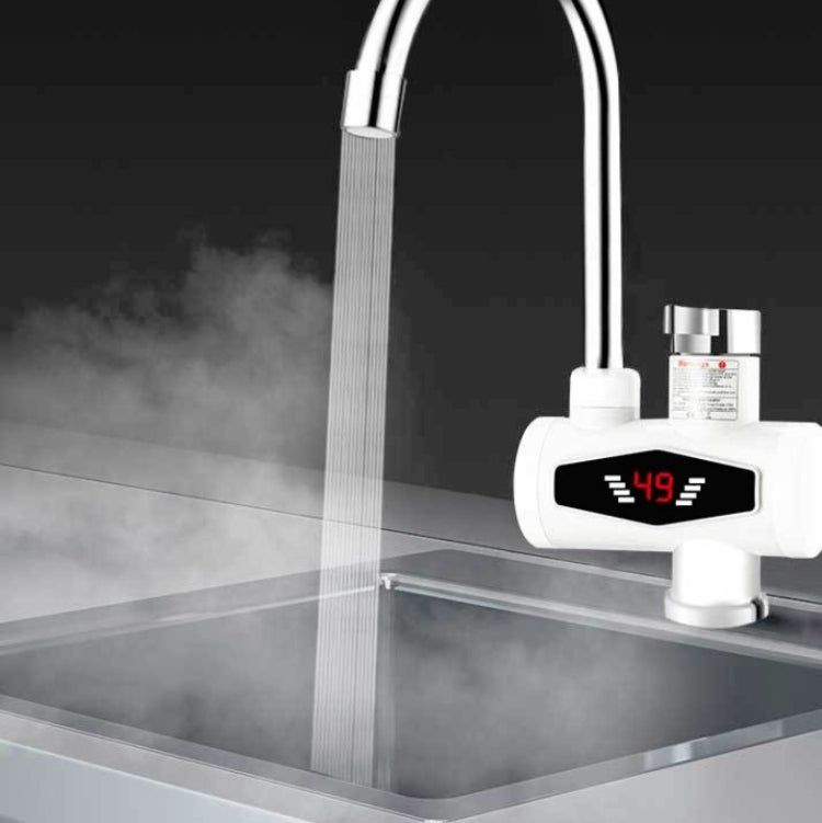 Dynamic Digital Display Instant Heating Electric Hot Water Faucet Kitchen&Domestic Hot&Cold Water Heater EU Plug, With Shower Head, Large Elbow, Universal Tube
