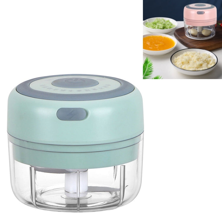 Electrical USB Rechargeable Garlic Mixing Masher Complementary Food Masher Stainless Steel Crushing Garlic Peeling Device Wireless Mini Garlic Cutter, White, Green