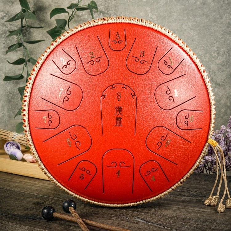 15-Tone Ethereal Drum 14-Inch Steel Tongue Drum Hollow Drum Sanskrit Drummer Disc, Red, Black, Golden, Purple, Navy Blue, Blue