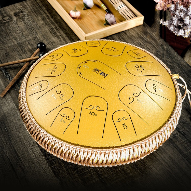 15-Tone Ethereal Drum 14-Inch Steel Tongue Drum Hollow Drum Sanskrit Drummer Disc, Red, Black, Golden, Purple, Navy Blue, Blue