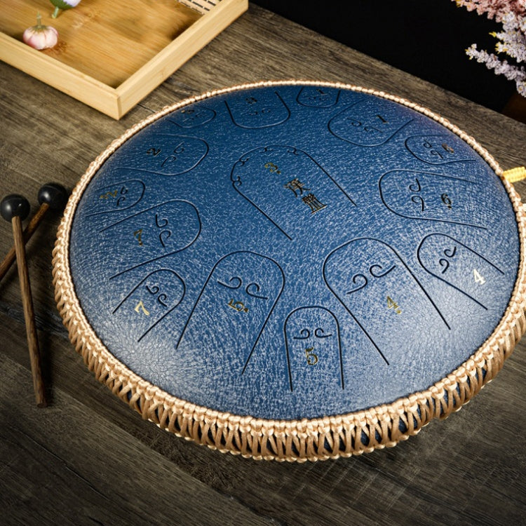 15-Tone Ethereal Drum 14-Inch Steel Tongue Drum Hollow Drum Sanskrit Drummer Disc, Red, Black, Golden, Purple, Navy Blue, Blue