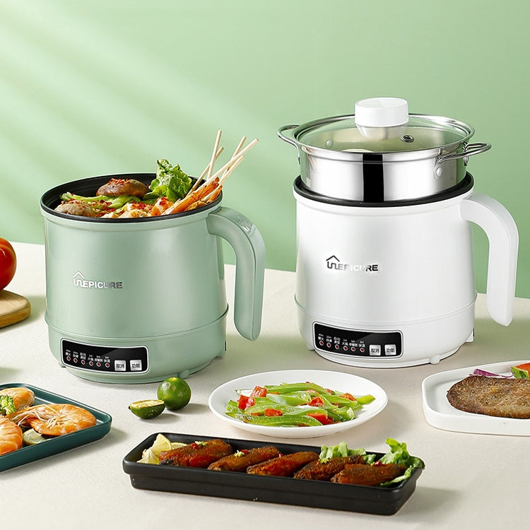 Multi-Function Electric-Cooker Mini Dormitory Student Cooking Rice Stir Frying Non-Stick Pot, 110V US Plug, White Manual Single Pot, White Manual Style with Steaming Grid, White Smart Single Pot, White Smart With Steaming Grid, Green Manual Single Pot ...