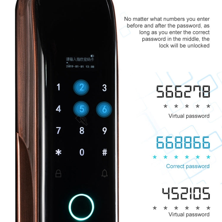 Smart Wifi Anti-Theft Fingerprint Password Lock Mobile Phone Remote Control Electronic Door Lock Magnetic Card Lock, SM-SL808 Automatic Black, SM-SL808 Automatic Bronze