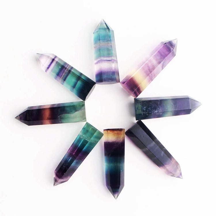 Natural Rough Stone Hexagonal Crystal Column Colorful Fluorite Column Ornaments, 3.5-4 cm, 4.1-4.9 cm, 5-6 cm, 6.1-6.4 cm, 6.5-7 cm, 7.1-7.4 cm, 7.5-8 cm, 8.1-9 cm, 9.1-10 cm, 10.1-11 cm, 11.1-12 cm, 13.1-14 cm, 14.1-15 cm, 3 cm or So