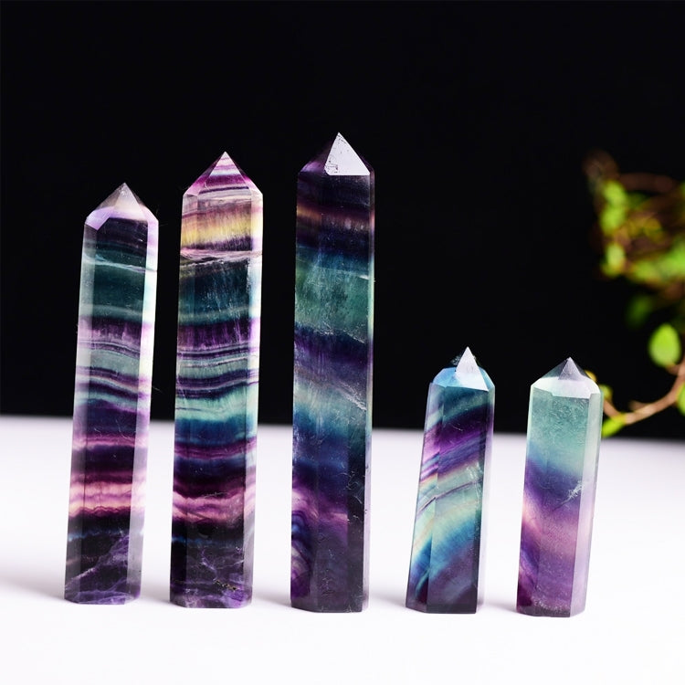 Natural Rough Stone Hexagonal Crystal Column Colorful Fluorite Column Ornaments, 3.5-4 cm, 4.1-4.9 cm, 5-6 cm, 6.1-6.4 cm, 6.5-7 cm, 7.1-7.4 cm, 7.5-8 cm, 8.1-9 cm, 9.1-10 cm, 10.1-11 cm, 11.1-12 cm, 13.1-14 cm, 14.1-15 cm, 3 cm or So