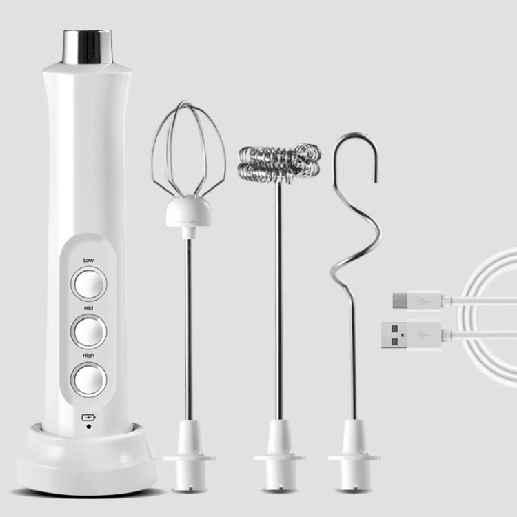 Whisk Household Electric Baking Mini Wireless Hand-Held Charging Stirrer Milk Frother, White, Black