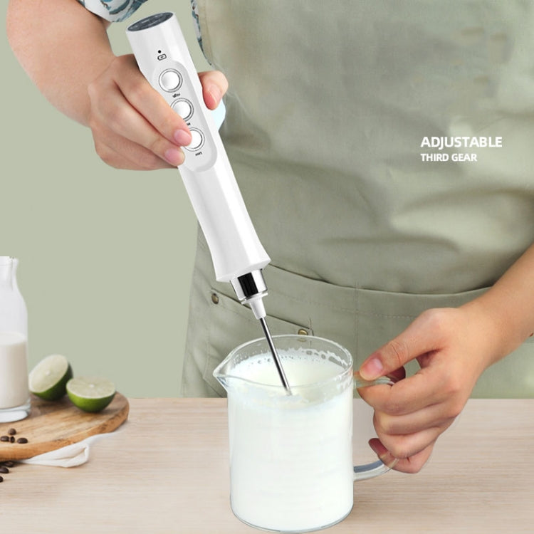 Whisk Household Electric Baking Mini Wireless Hand-Held Charging Stirrer Milk Frother, White, Black