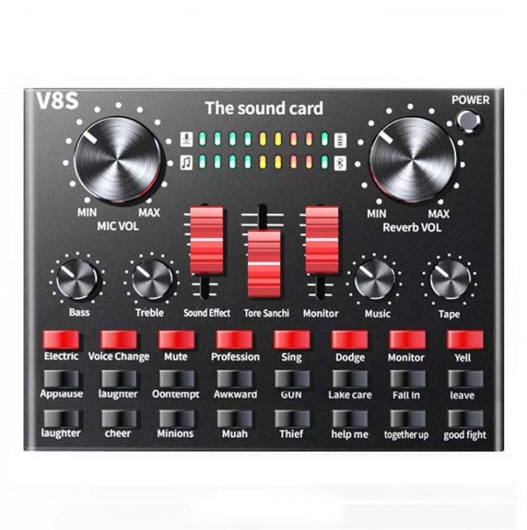 V8S Sound Card Mobile Phone Computer Anchor Live K Song Recording Microphone, English Version, V8S  + Golden Net BM700 Set, V8S  + Black Bet BM700 Set