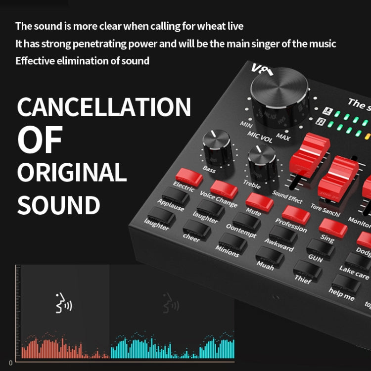 V8S Sound Card Mobile Phone Computer Anchor Live K Song Recording Microphone, English Version, V8S  + Golden Net BM700 Set, V8S  + Black Bet BM700 Set